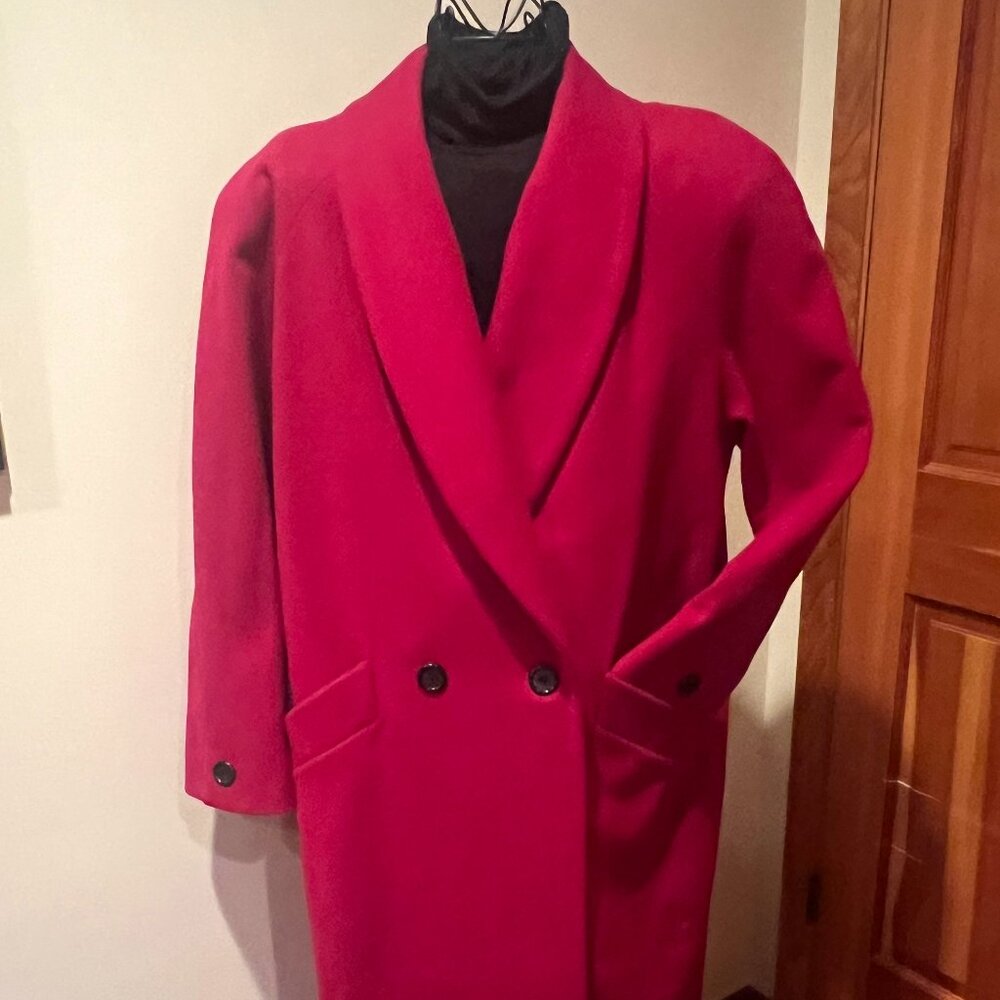 Vintage Red Long Wool Coat